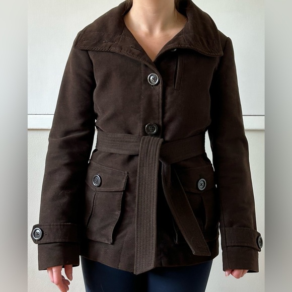 Gap brown suede like vintage car coat - Picture 3 of 5